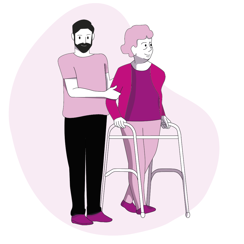 accompagnement - soignant - homme - déplacement - femme âgée